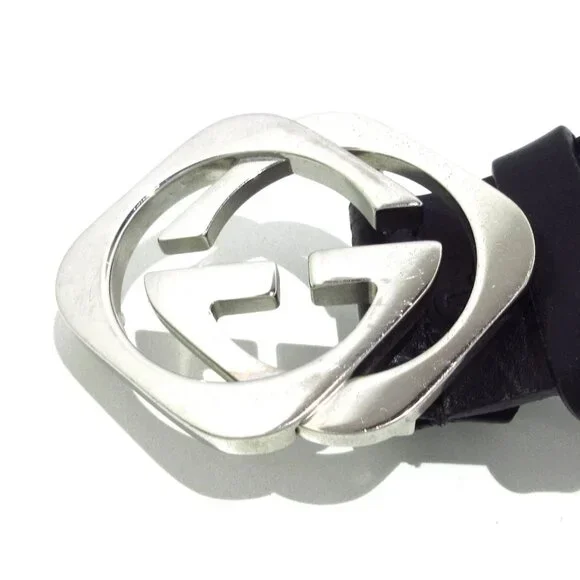 GUCCI Guccissima Black Silver Leather Hardware Belt 271-030525 - Picture 3 of 7